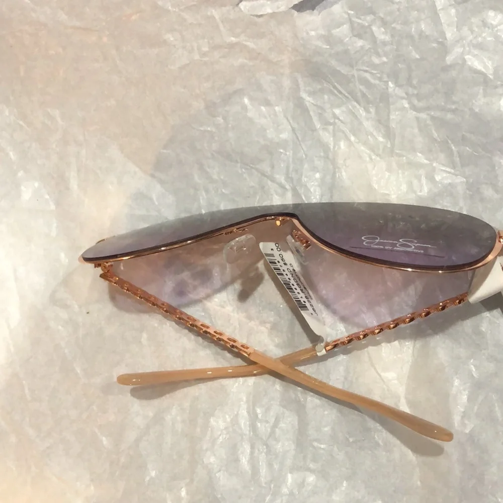 Jessica Simpson J6228 nude gray‎ rose gold Metal Shield Aviator Pilot Sunglasses